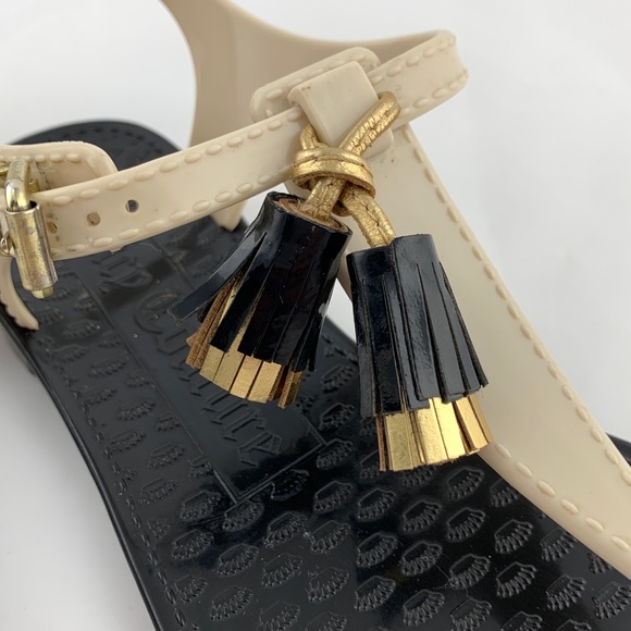Juicy Couture Black White Tassel Jelly Sandal sz 6 - Picture 12 of 12